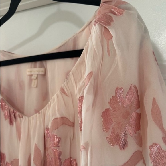 Rebecca Taylor Floral Off-Shoulder Pink Top. Size Medium. - Picture 5 of 9